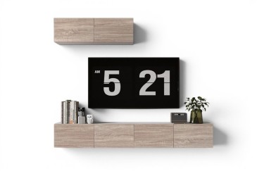 Mueble de salón TV STIVLO 200 cm en color Blanco y Roble