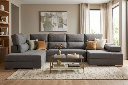 Chaiselongue de canto esquerdo COOPER Cinzento Nido1 (transformável em cama)