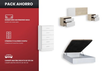 PACK Dormitorio MAIA + Canapé RECKTO 135 | Atrapamuebles