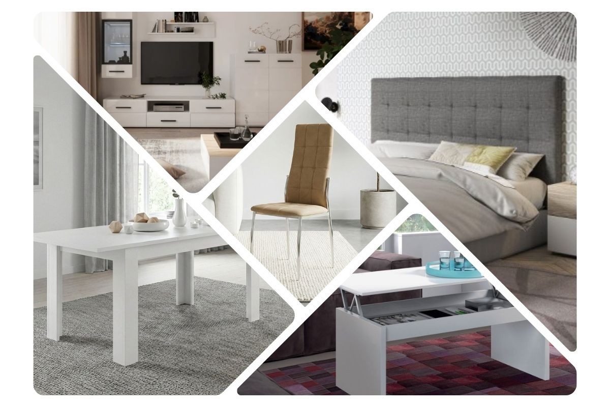Piso completo 14 - ALASKA (Sillas SAKURA Beige - Cabecero Gris Tela)