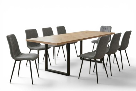 Mesa Fija KINGFISHER 160X90 con 2 Extensibles y 8 sillas SAROTU