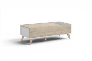 Mesa de centro NESS em Carvalho e Branco ao MELHOR PREÇO