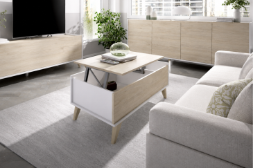 Mesa de centro NESS em Carvalho e Branco ao MELHOR PREÇO