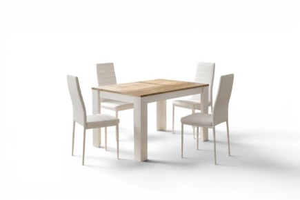 Pack Mesa de jantar LAR + 4 Cadeiras YURI Brancas