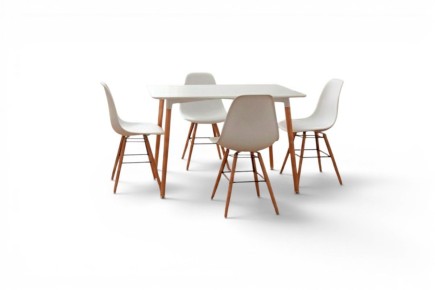 Pack Mesa comedor rectangular 120 + 4 sillas NORDIC Blancas