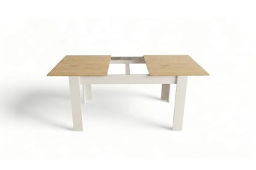 Mesa de jantar extensível LUX Branco e Carvalho Canadian 140-190 cm