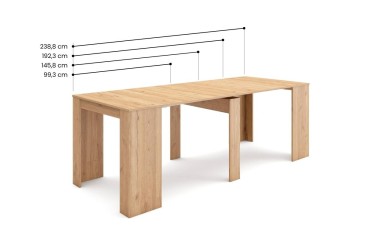 Mesa de jantar de consola extensível. 4 em 1 De mesa de consola a mesa extensível de 238cm.