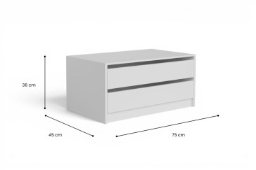 Cajonera 2 cajones KIARA Blanca 75 cm de ancho | Atrapamuebles