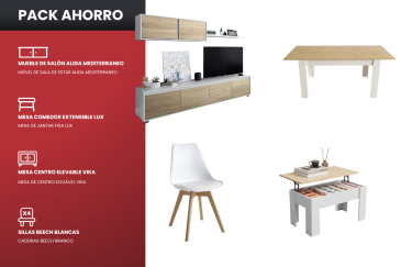 Pack Muebles de Salón Mediterraneo en madera | Atrapamuebles