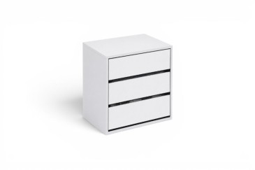 Cómoda de 3 gavetas em branco mate para interior de roupeiros