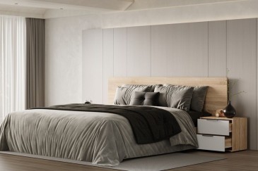 Dormitorio de matrimonio SVENJA Roble Canadian y Blanco