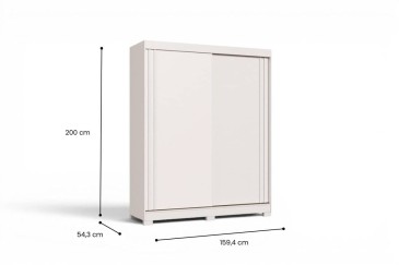 Roupeiro 2 portas de correr e 2 gavetas nas cores branco e moka