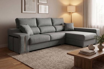 Chaiselongue Derecha OSCAR de 265cm en color gris azulado
