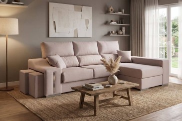 Chaise Longue Direita OSCAR de 265 cm em Rosa Velho