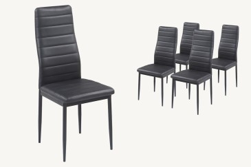 Pack Mesa comedor Fija ANNIKA Blanca + 4 sillas YURI Negras
