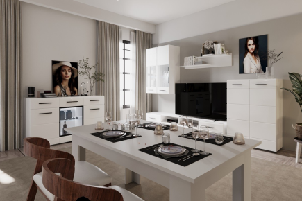 Pack Mesa de Jantar Fixa ANNIKA Branca + 4 Cadeiras YURI Pretas