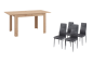 PACK Mesa HAMAR Roble + 4 Sillas Yuri Negras PACK Mesa HAMAR Roble + 4 Sillas Yuri Negras