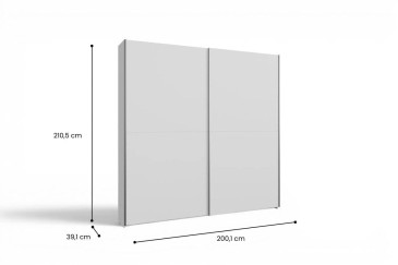 Armário de 2 portas de correr 200 cm na cor Branco