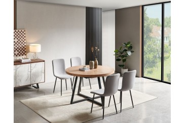 Mesa de jantar redonda RAJANA com pernas pretas ao MELHOR PREÇO