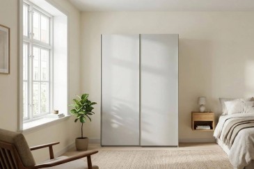 Armário de 2 portas de correr 150 cm na cor Branco
