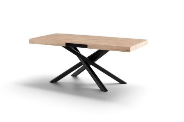 PACK mesa KRUSS roble y 4 sillas SAROTU gris | Atrapamuebles