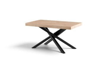 PACK mesa KRUSS roble y 4 sillas SAROTU gris | Atrapamuebles