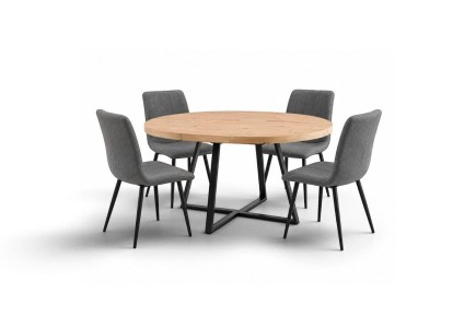 Pack Mesa RAJANA + 4 Cadeiras SAROTU Cinza
