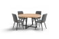 PACK Mesa RAJANA Roble + 4 Sillas SAROTU Gris PACK Mesa RAJANA Roble + 4 Sillas SAROTU Gris