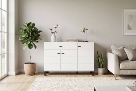 Aparador ALMOND 3 puertas 1 cajón roble Blanco