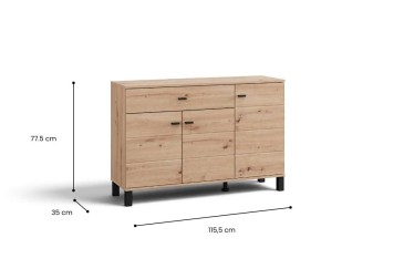 Aparador ALMOND 3 puertas 1 cajón Roble Artisan
