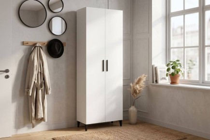 Zapatero Blanco BUSETO 2 Puertas Gran Capacidad 67,5 x 195 cm