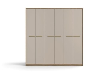 Roupeiro BELMONT Nogueira e Branco 217 cm 6 portas e 3 gavetas|Atrapamuebles
