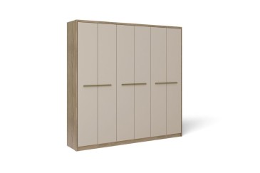 Roupeiro BELMONT Nogueira e Branco 217 cm 6 portas e 3 gavetas|Atrapamuebles