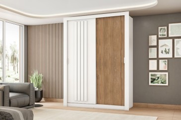 Armario DARVI Blanco Freijó 2 Puertas Correderas | Atrapamuebles