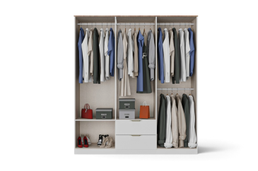 Armario MILAN Blanco de 161 cm 6 Puertas y 2 Cajones  | Atrapamuebles