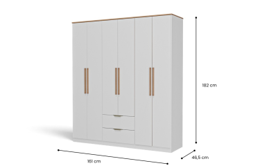 Armario MILAN Blanco de 161 cm 6 Puertas y 2 Cajones  | Atrapamuebles