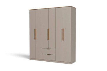 Roupeiro MILAN Avelã de 161 cm com 6 Portas e 2 Gavetas| Atrapamuebles