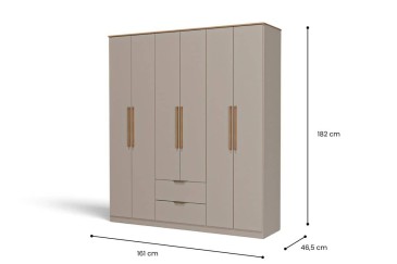 Armario MILAN Avellana de 161 cm 6 Puertas y 2 Cajones | Atrapamuebles