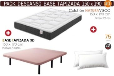 Pack AHORRO Descanso - Base Tapizada 150x190 en Beige