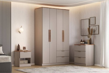 Armario MILAN Avellana 108 cm 4 puertas y 2 cajones | Atrapamuebles