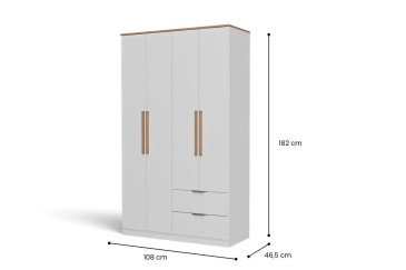 Roupeiro MILAN Branco de 108 cm com 4 Portas e 2 Gavetas | Atrapamuebles