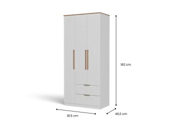 Roupeiro MILAN Branco de 81,5 cm com 3 Portas e 2 Gavetas | Atrapamuebles