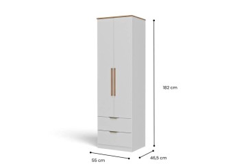 Roupeiro MILAN Branco 55 cm de largura, 2 Portas e 2 Gavetas | Atrapamuebles