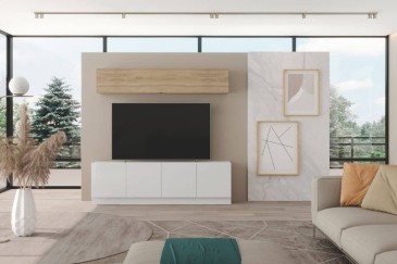 Mueble TV LIVING Blanco 182 cm 4 Puertas | Atrapamuebles