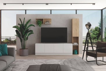 Móvel de TV LIVING Branco 182 cm 4 Portas | Atrapamuebles