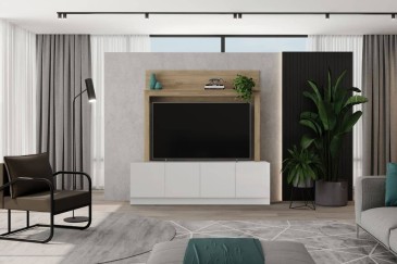 Móvel de TV LIVING Branco 182 cm 4 Portas | Atrapamuebles