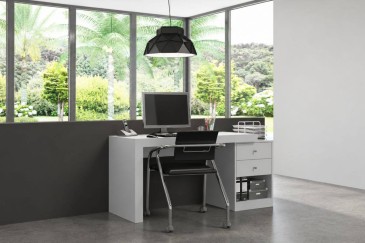 Secretária DENVER Branca Extensível 120-160 cm | Atrapamuebles