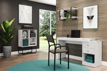 Secretária DENVER Branca Extensível 120-160 cm | Atrapamuebles