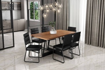 Mesa ATRIA Rectangular acabado Nogal y Negro 160 cm | Atrapamuebles