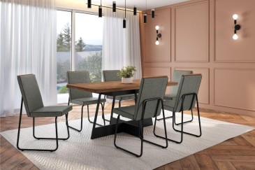 Mesa ATRIA Rectangular acabado Nogal y Negro 160 cm | Atrapamuebles